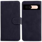 For Google Pixel 8a Skin Feel Pure Color Flip Leather Phone Case(Black) - 1
