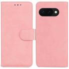 For Google Pixel 9a Skin Feel Pure Color Flip Leather Phone Case(Pink) - 1