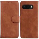 For Google Pixel 9a Skin Feel Pure Color Flip Leather Phone Case(Brown) - 1