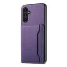 For Samsung Galaxy A14 Calf Texture Card Bag Design Full Coverage Phone Case(Purple) - 1