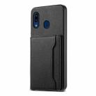 For Samsung Galaxy A20/A30 Calf Texture Card Bag Design Full Coverage Phone Case(Black) - 1