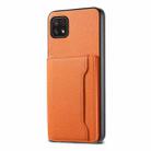 For Samsung Galaxy A22 5G Calf Texture Card Bag Design Full Coverage Phone Case(Orange) - 1