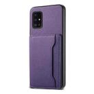 For Samsung Galaxy A51 4G Calf Texture Card Bag Design Full Coverage Phone Case(Purple) - 1