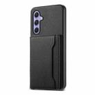 For Samsung Galaxy A55 5G Calf Texture Card Bag Design Full Coverage Phone Case(Black) - 1