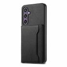 For Samsung Galaxy S24+ 5G Calf Texture Card Bag Design Full Coverage Phone Case(Black) - 1