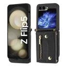For Samsung Galaxy Z Flip5 5G DF-09 Crossbody Litchi texture Card Bag Design PU Phone Case(Black) - 1