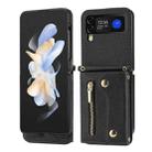 For Samsung Galaxy Z Flip4 5G DF-09 Crossbody Litchi texture Card Bag Design PU Phone Case(Black) - 1