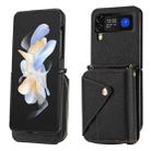 For Samsung Galaxy Z Flip4 5G Crossbody Zipper Card Bag RFID Anti-theft Phone Case(Black) - 1