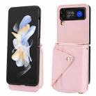For Samsung Galaxy Z Flip3 5G Crossbody Zipper Card Bag RFID Anti-theft Phone Case(Pink) - 1
