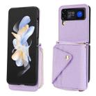 For Samsung Galaxy Z Flip3 5G Crossbody Zipper Card Bag RFID Anti-theft Phone Case(Purple) - 1