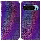 For Google Pixel 9 Pro Colorful Magnetic Buckle Leather Phone Case(Purple) - 1