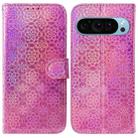 For Google Pixel 9 Pro Colorful Magnetic Buckle Leather Phone Case(Pink) - 1