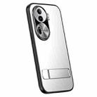 For OPPO Reno11 Global R-JUST RJ-61 Electroplating Frosted TPU + PC Phone Case with Holder(Silver) - 1