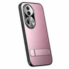 For OPPO Reno11 Global R-JUST RJ-61 Electroplating Frosted TPU + PC Phone Case with Holder(Pink) - 1