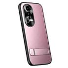 For OPPO Reno10 / Reno10 Pro Global R-JUST RJ-61 Electroplating Frosted TPU + PC Phone Case with Holder(Pink) - 1