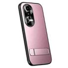For OPPO Reno10 Pro+ Global R-JUST RJ-61 Electroplating Frosted TPU + PC Phone Case with Holder(Pink) - 1