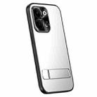 For OPPO Reno9 Pro+ R-JUST RJ-61 Electroplating Frosted TPU + PC Phone Case with Holder(Silver) - 1