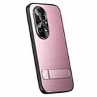 For Huawei P50 Pro R-JUST RJ-61 Electroplating Frosted TPU + PC Phone Case with Holder(Pink) - 1