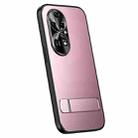 For Huawei P50 R-JUST RJ-61 Electroplating Frosted TPU + PC Phone Case with Holder(Pink) - 1