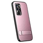 For Huawei P40 R-JUST RJ-61 Electroplating Frosted TPU + PC Phone Case with Holder(Pink) - 1