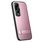 For Honor 90 R-JUST RJ-61 Electroplating Frosted TPU + PC Phone Case with Holder(Pink) - 1