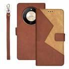 For Honor X9b idewei Two-color Splicing Leather Phone Case(Brown) - 1