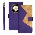 For Honor X9b idewei Two-color Splicing Leather Phone Case(Purple) - 1