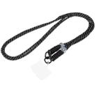 Double Buckle Twist Rope Slim Long Lanyard(Black White) - 1