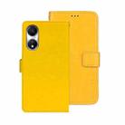 For Honor Play 40 idewei Crazy Horse Texture Leather Phone Case with Holder(Yellow) - 1