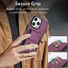 For iPhone 16 Pro Elastic Card Bag Ring Holder Phone Case(Purple) - 3