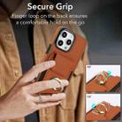 For iPhone 16 Pro Elastic Card Bag Ring Holder Phone Case(Brown) - 3