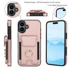 For iPhone 16 Plus Elastic Card Bag Ring Holder Phone Case(Rose Gold) - 2