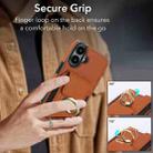 For iPhone 16 Elastic Card Bag Ring Holder Phone Case(Brown) - 3