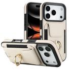 For iPhone 17 Pro Max Elastic Card Bag Ring Holder Phone Case(White) - 1