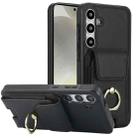 For Samsung Galaxy S24+ 5G Elastic Card Bag Ring Holder Phone Case(Black) - 1