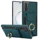For Samsung Galaxy Note10 Elastic Card Bag Ring Holder Phone Case(Dark Green) - 1