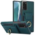 For Samsung Galaxy Note20 Elastic Card Bag Ring Holder Phone Case(Dark Green) - 1