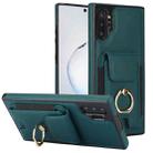 For Samsung Galaxy Note10+ Elastic Card Bag Ring Holder Phone Case(Dark Green) - 1
