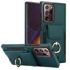 For Samsung Galaxy Note20 Ultra Elastic Card Bag Ring Holder Phone Case(Dark Green) - 1