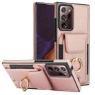 For Samsung Galaxy Note20 Ultra Elastic Card Bag Ring Holder Phone Case(Rose Gold) - 1