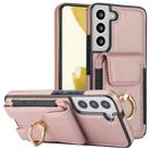 For Samsung Galaxy S22 5G Elastic Card Bag Ring Holder Phone Case(Rose Gold) - 1