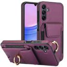 For Samsung Galaxy A15 Elastic Card Bag Ring Holder Phone Case(Purple) - 1