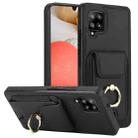 For Samsung Galaxy A42 Elastic Card Bag Ring Holder Phone Case(Black) - 1