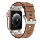 For Apple Watch SE 2022 44mm Mecha Style Leather Watch Band(Dark Brown) - 1