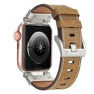 For Apple Watch 42mm Mecha Style Leather Watch Band(Light Brown) - 1