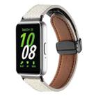 For Samsung Galaxy Fit 3 Litchi Texture Magnetic Black Buckle Leather Watch Band(White) - 1