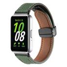 For Samsung Galaxy Fit 3 Litchi Texture Magnetic Black Buckle Leather Watch Band(Dark Green) - 1