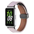 For Samsung Galaxy Fit 3 Litchi Texture Magnetic Black Buckle Leather Watch Band(Purple) - 1