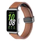 For Samsung Galaxy Fit 3 Litchi Texture Magnetic Black Buckle Leather Watch Band(Brown) - 1