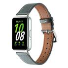 For Samsung Galaxy Fit 3 Sewing Thread Genuine Leather Watch Band(Grey) - 1